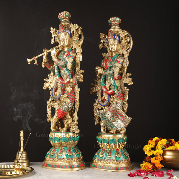 Brass Radha Krishna Idol – Timeless Devotional Art | Gayatri Heritage