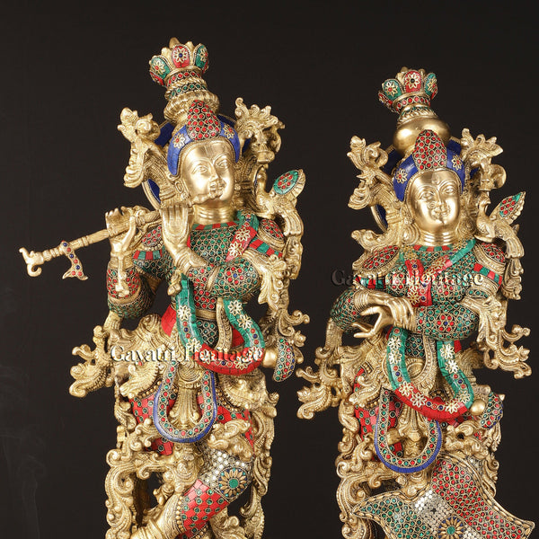 Brass Radha Krishna Idol – Timeless Devotional Art | Gayatri Heritage