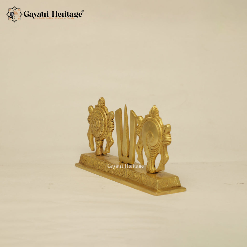 Brass Shankh Chakra Stand – Elegant Spiritual Display | Gayatri Heritage