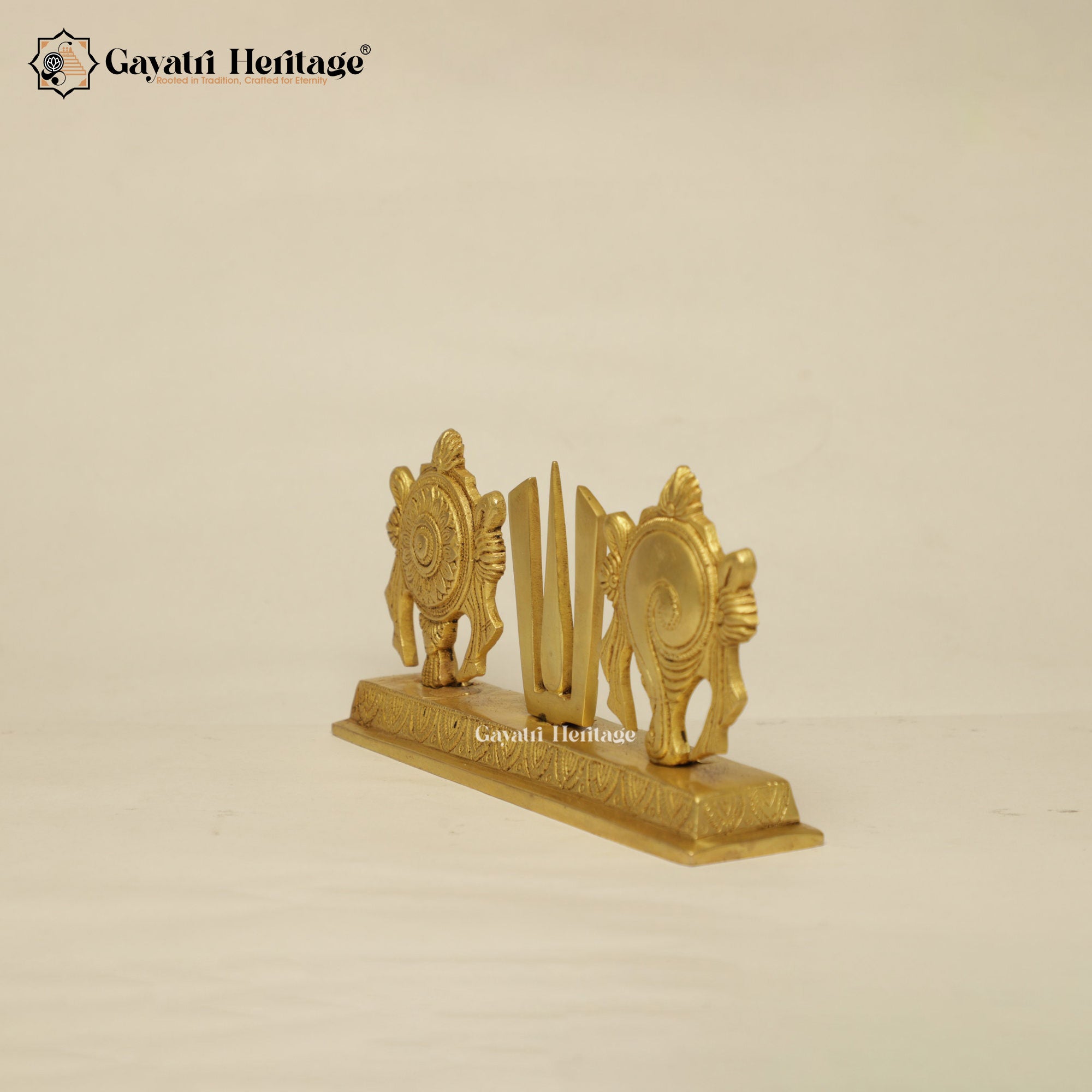 Brass Shankh Chakra Stand – Elegant Spiritual Display | Gayatri Heritage