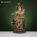 Brass Krishna with Cow – Black Antique Finish Idol | Gayatri Heritage