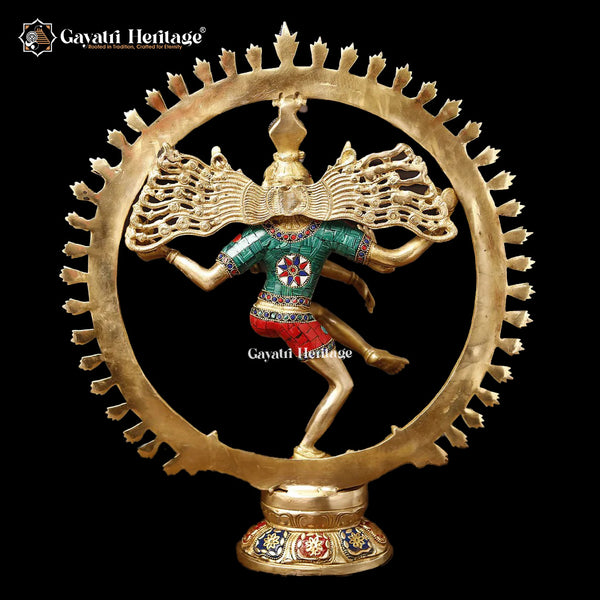 Brass Natarajan in Stone Work – Divine Dance of Lord Shiva | Gayatri Heritage