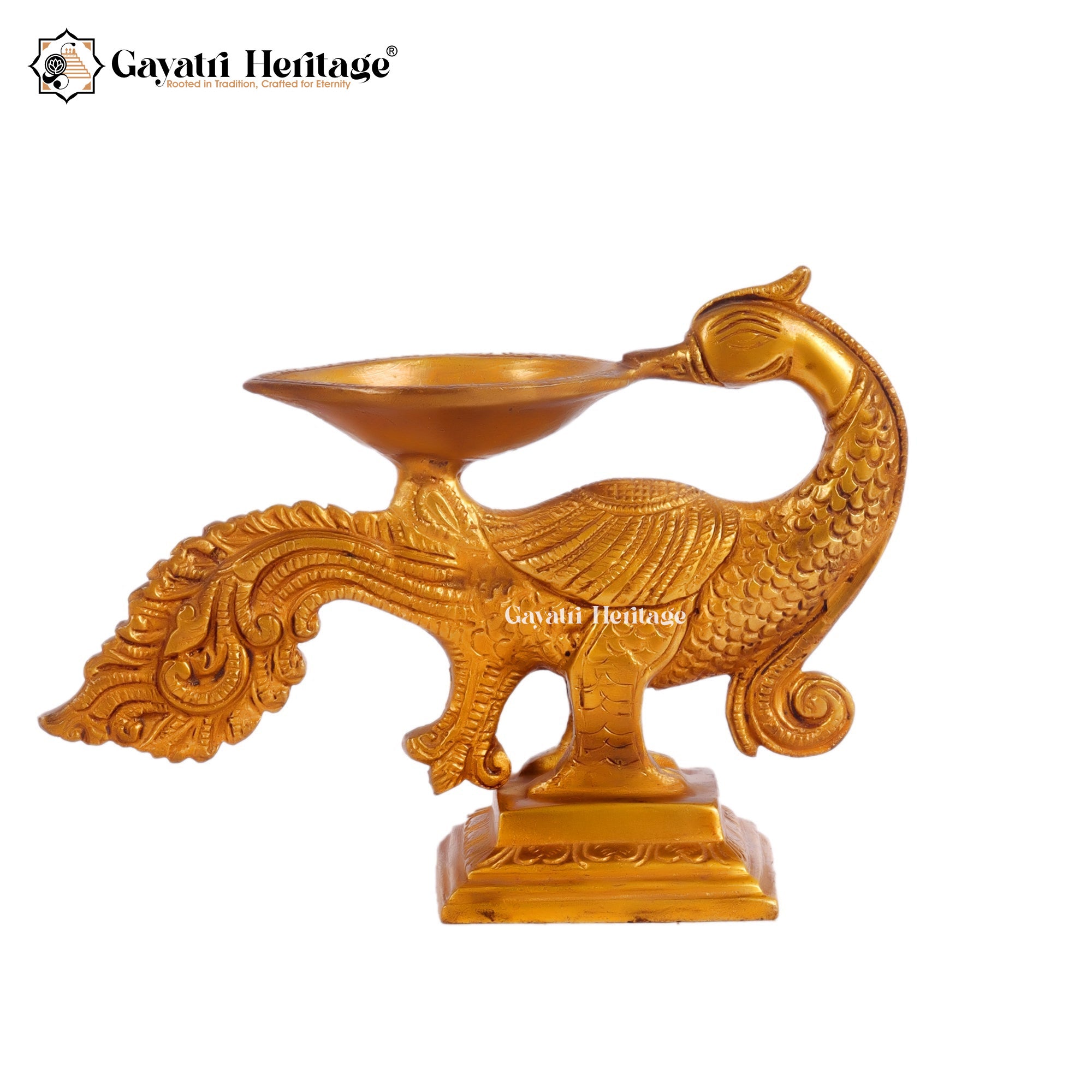 Brass Peacock Diya – Elegant Lighting Decor | Gayatri Heritage