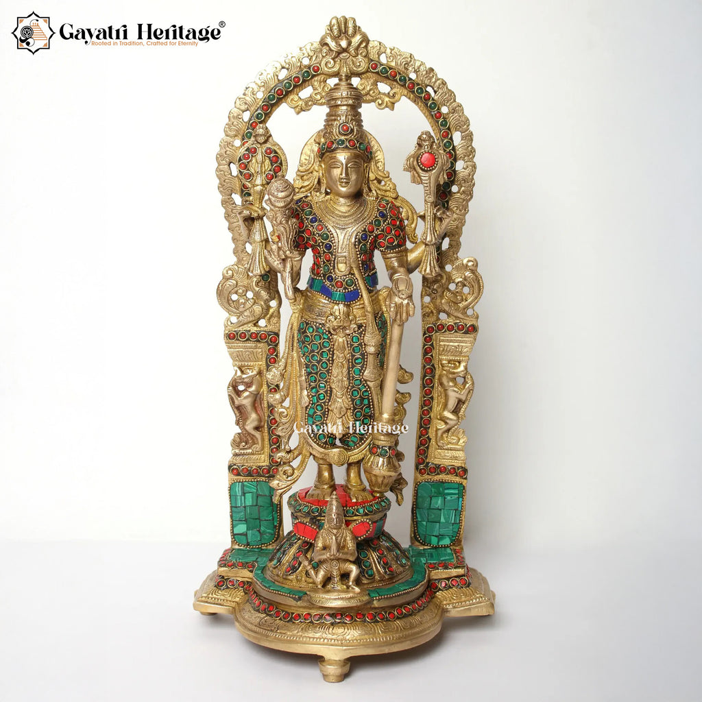 Brass Lord Vishnu Statue – Sacred Vishnu Idol for Puja | Gayatri Heritage