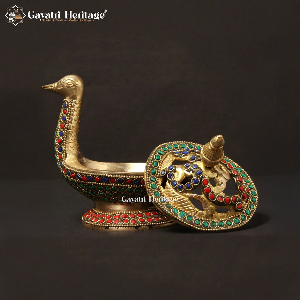 Brass Peacock Dhoop Dani – Elegant Incense Holder | Gayatri Heritage