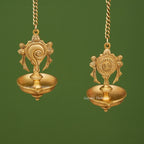 Brass Shankh Chakra Diya – Spiritual Oil Lamp for Pooja | Gayatri Heritage