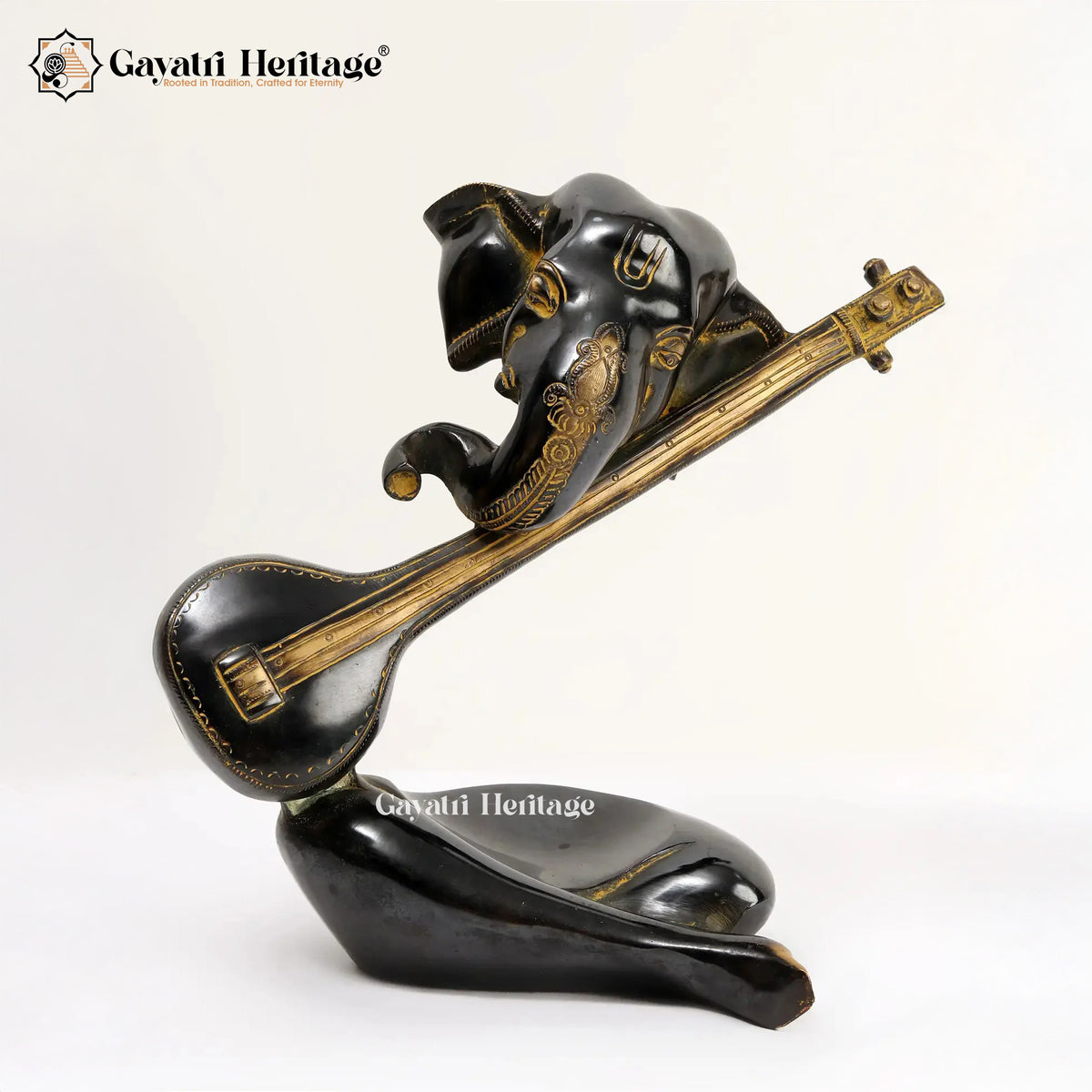 Brass Sitar Vinayagar Idol – Musical Ganesha for Decor and Worship | Gayatri Heritage