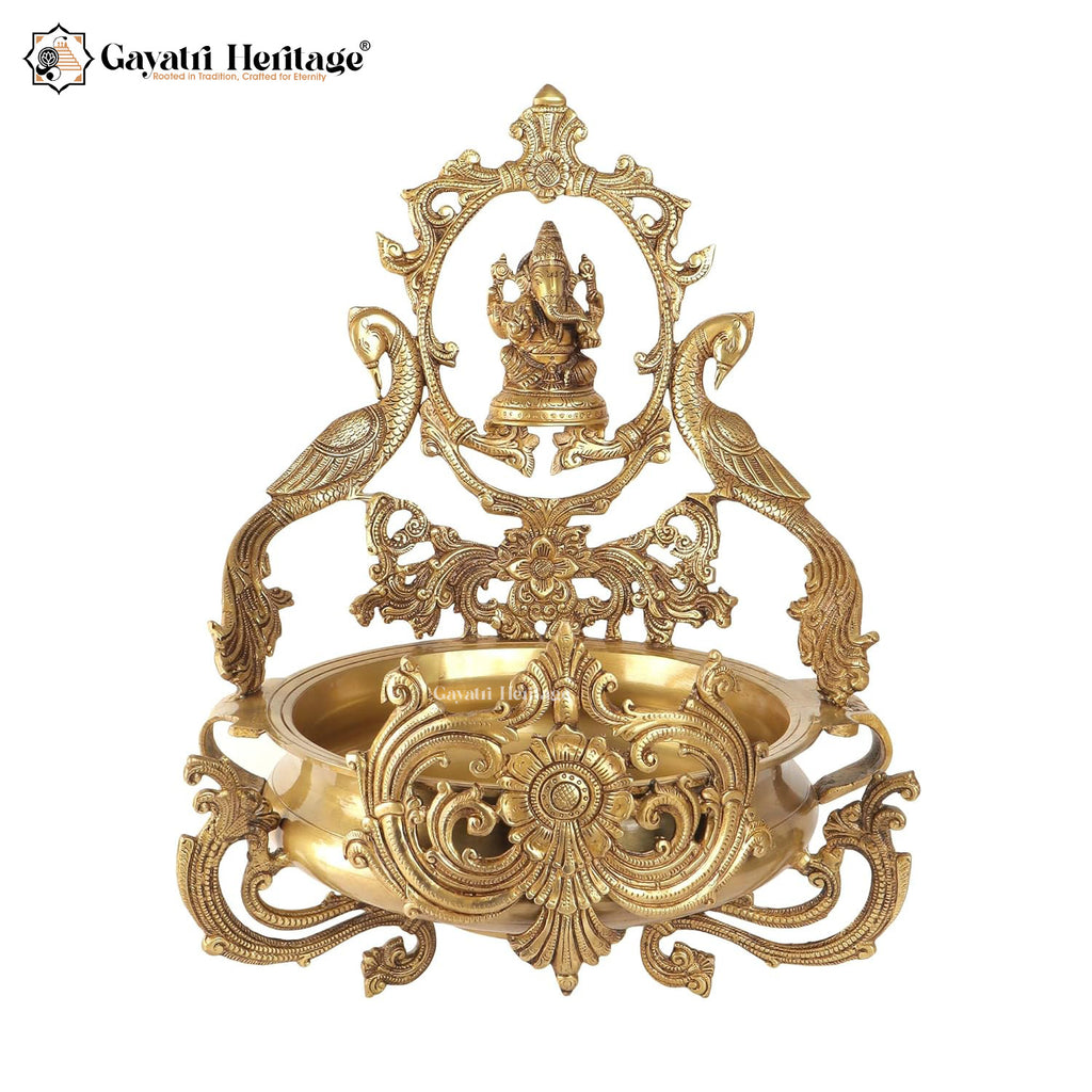 Brass Lord Ganesha Urli – Auspicious Decorative Bowl