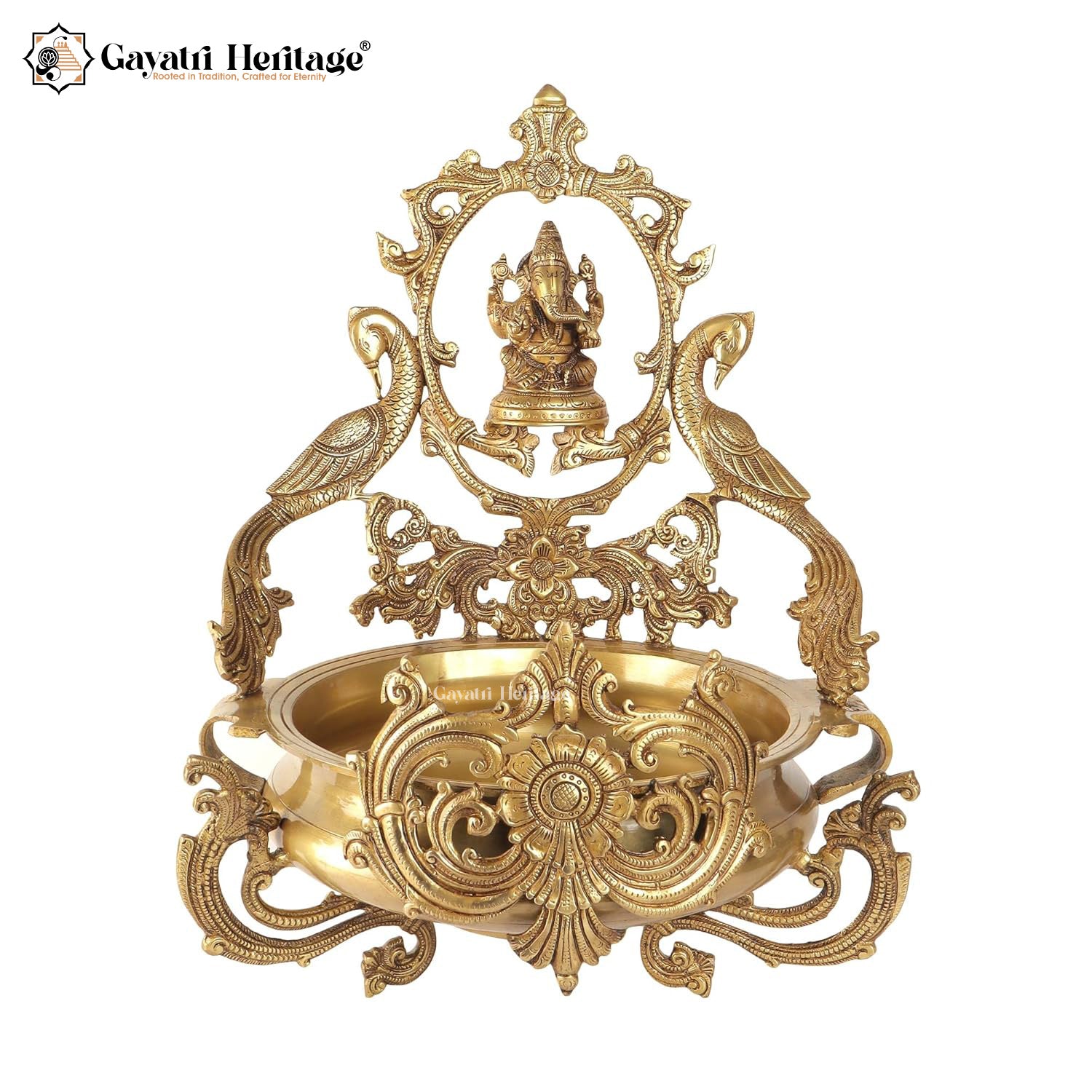 Brass Lord Ganesha Urli – Auspicious Decorative Bowl