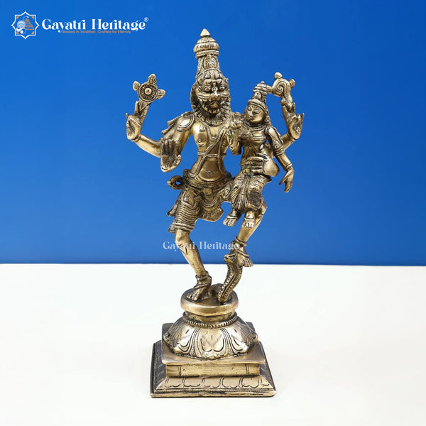 Brass Narasimha with Lakshmi – Divine Protector Idol | Gayatri Heritage