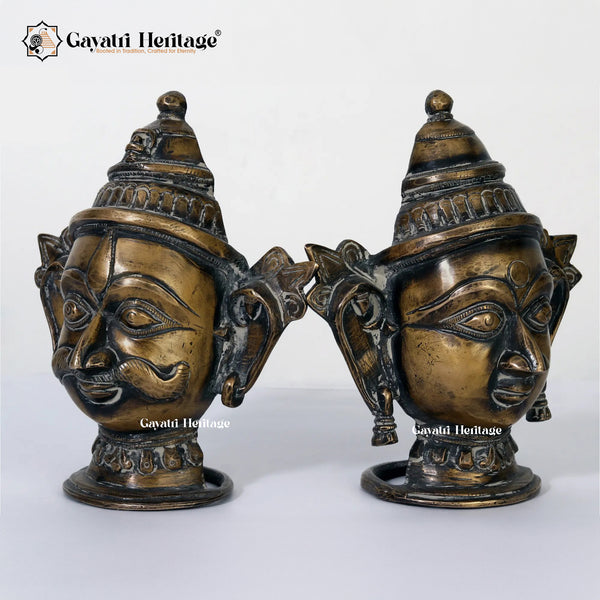 Brass Shiva & Gouri Face (Shiva Parvati Face) – Sacred Divine Faces | Gayatri Heritage