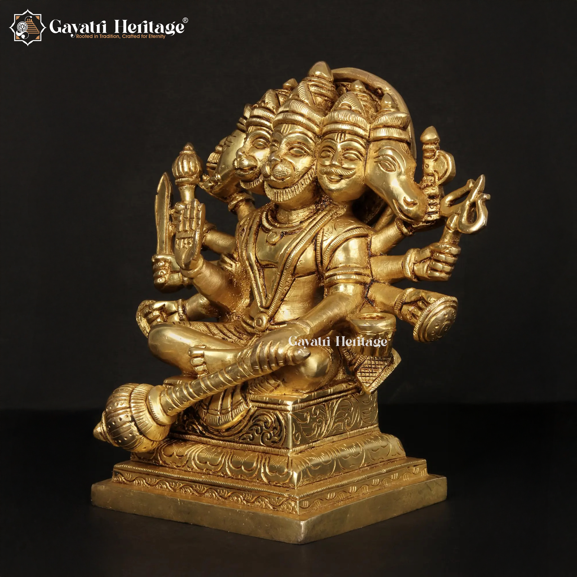 Brass Panchmukhi Hanuman Statue – Divine Protector Idol