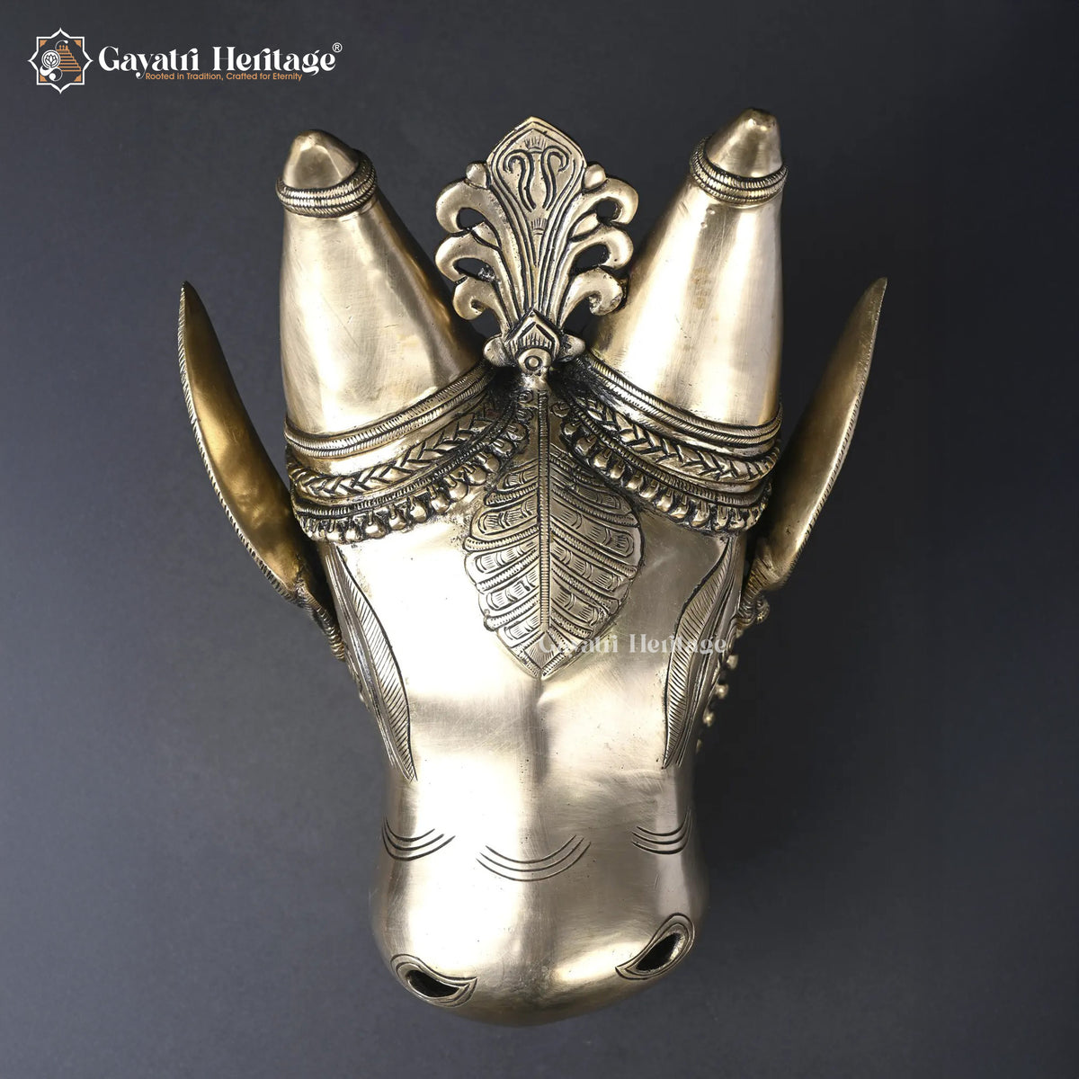 Brass Nandi Head Wall & Table Decor – Divine Bull Sculpture | Gayatri Heritage