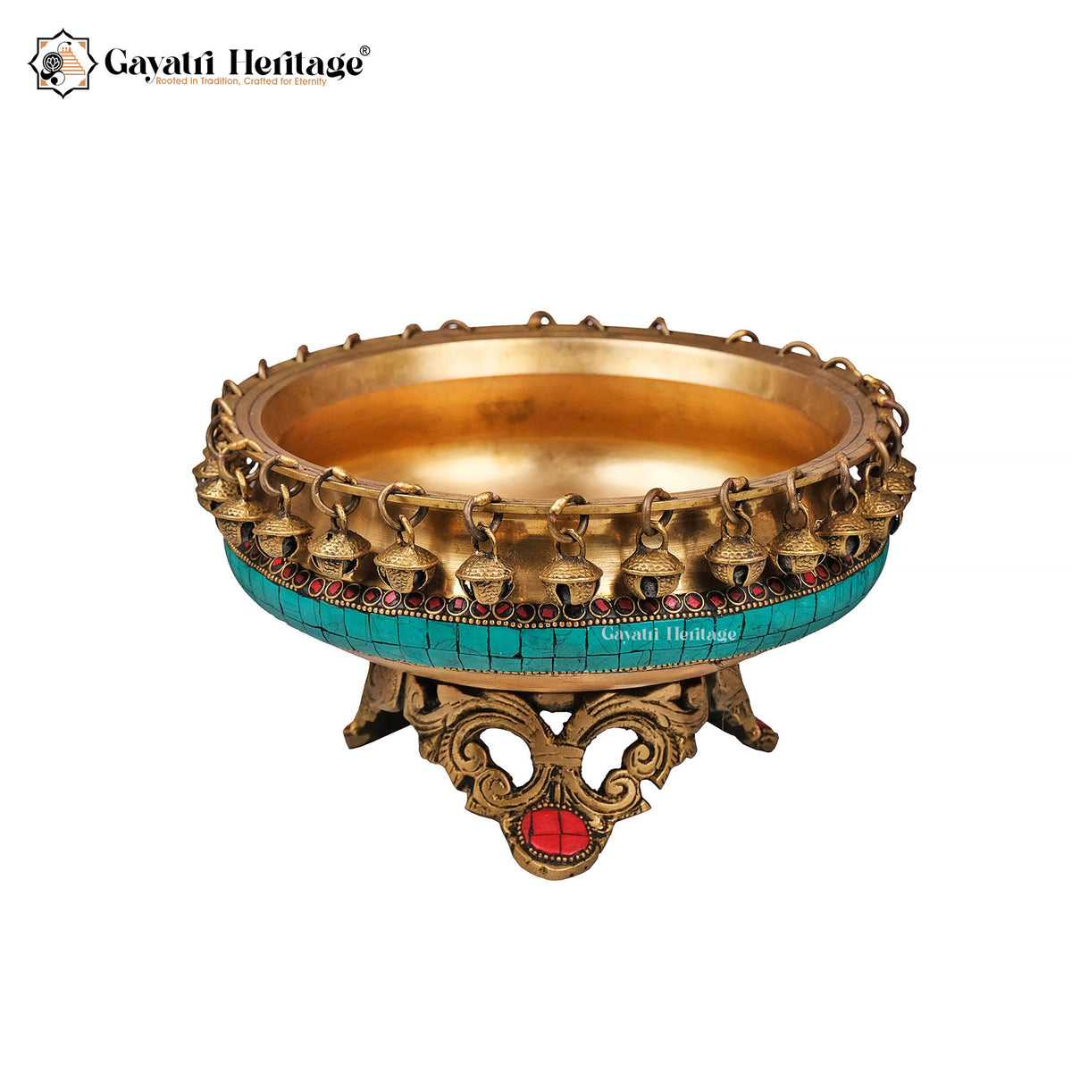 Brass Ghungroo Urli with Stonework – Elegant Décor | Gayatri Heritage