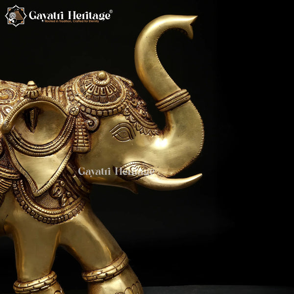 Brass Elephant Wall Art Pair – Traditional Decor | Gayatri Heritage
