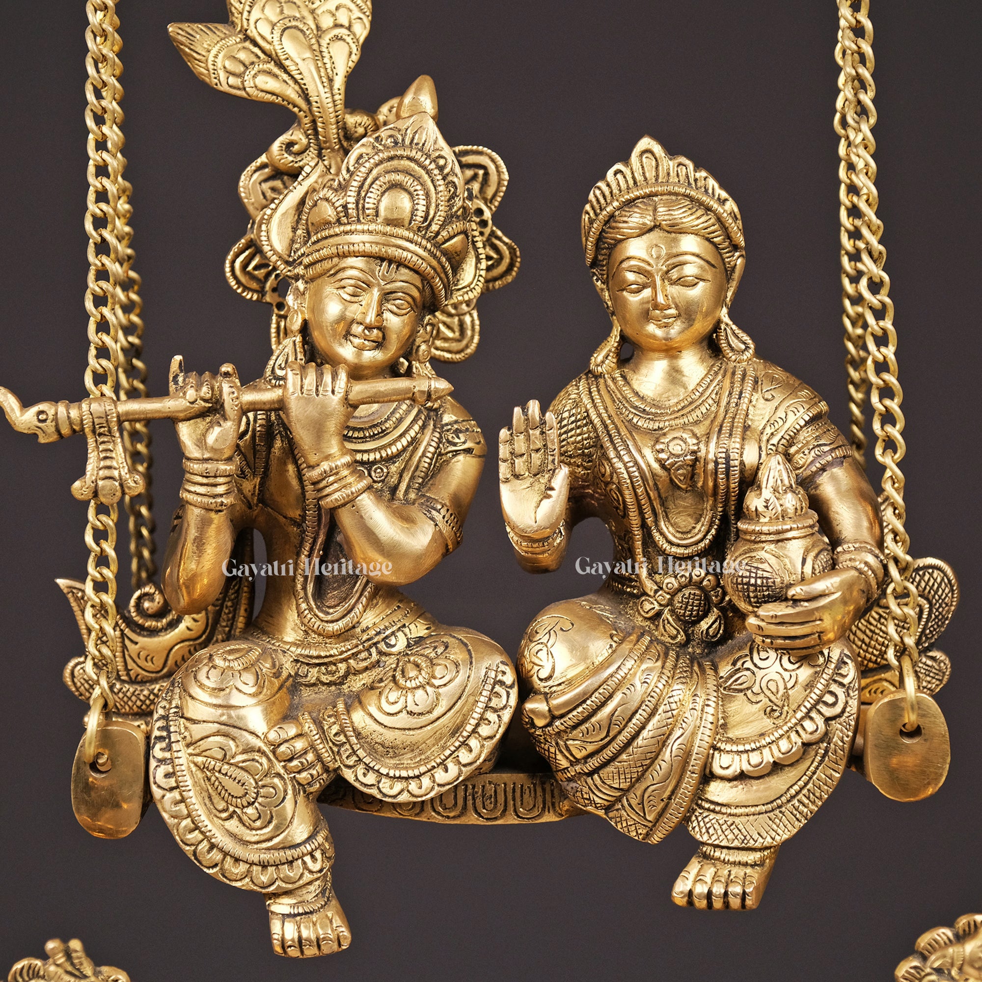 Brass Radha Krishna Jhula – Divine Swing Idol for Home | Gayatri Heritage