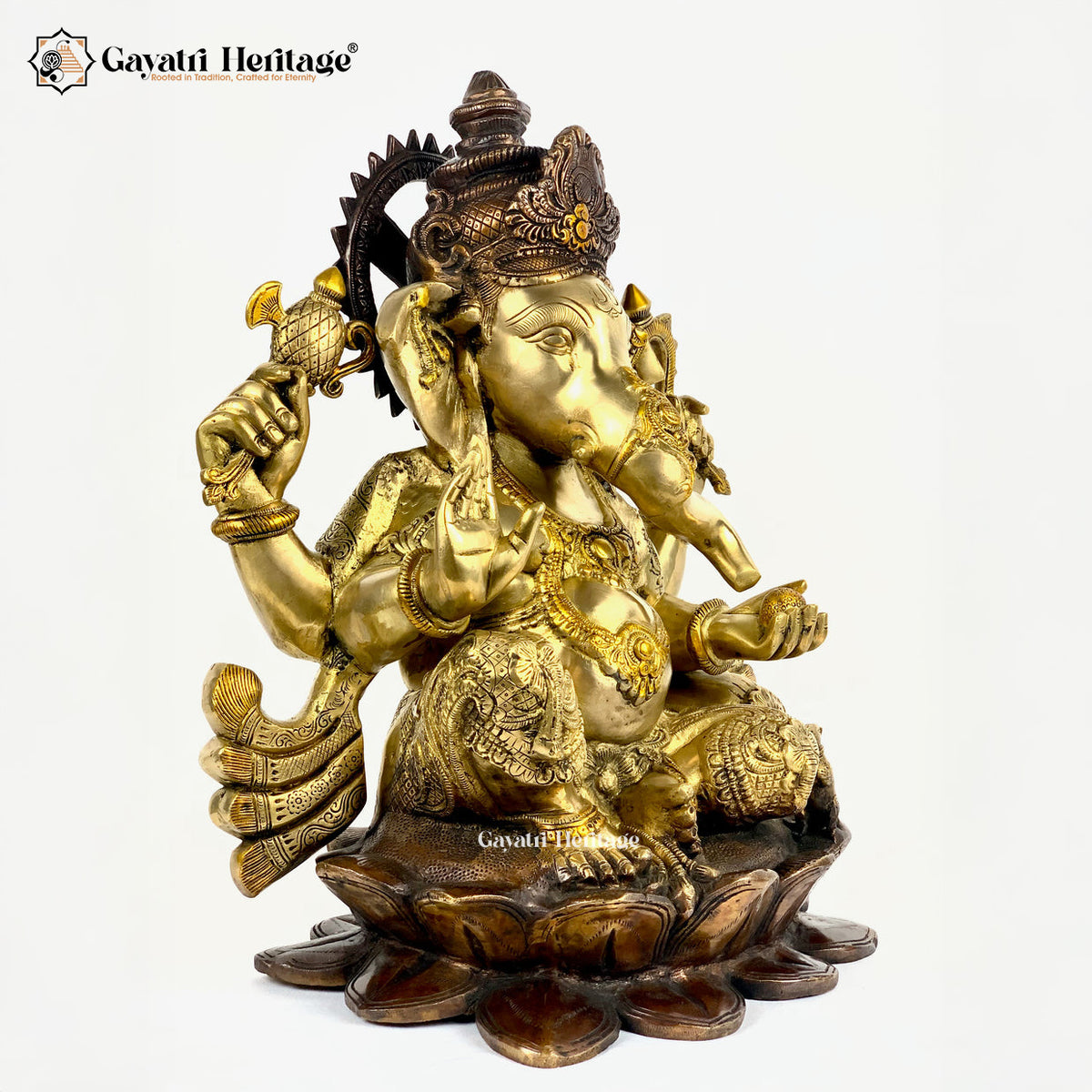 Brass Lord Ganpati on Lotus Base – Auspicious Home Idol | Gayatri Heritage