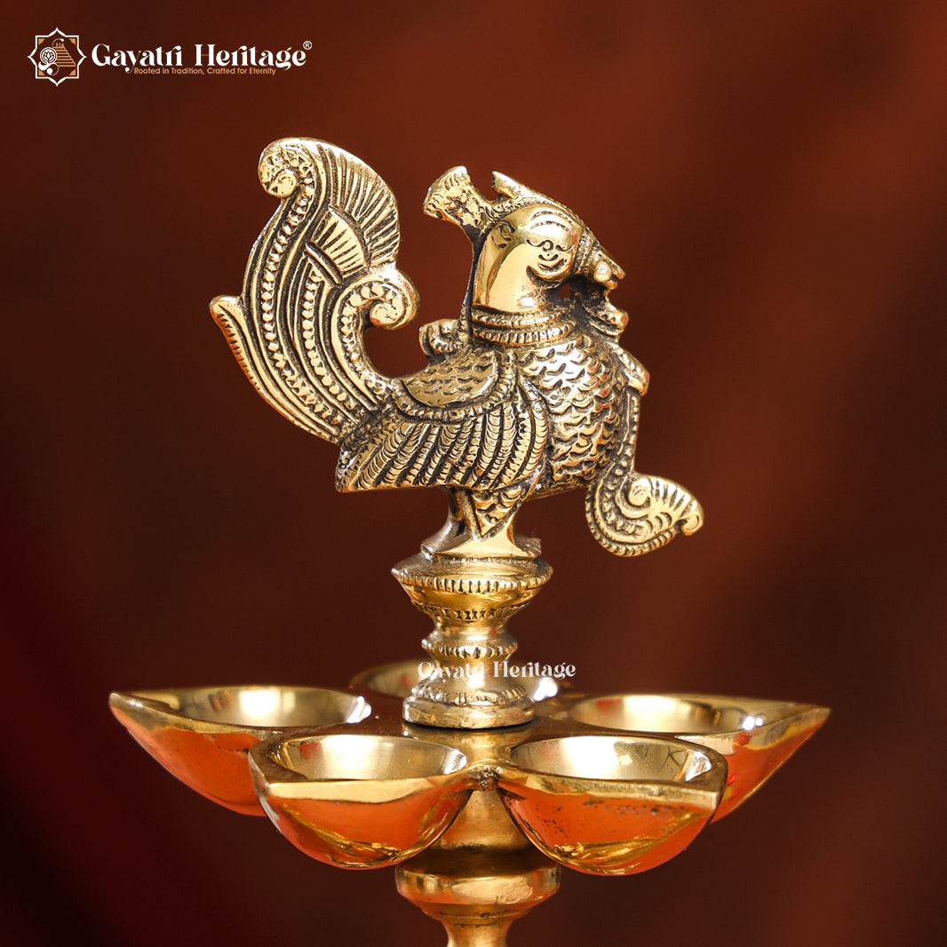 Brass Peacock Lamp – Traditional Diya Décor Piece | Gayatri Heritage