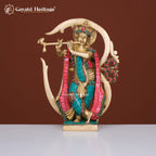 Brass Krishna Statue – Divine Om Design on Back