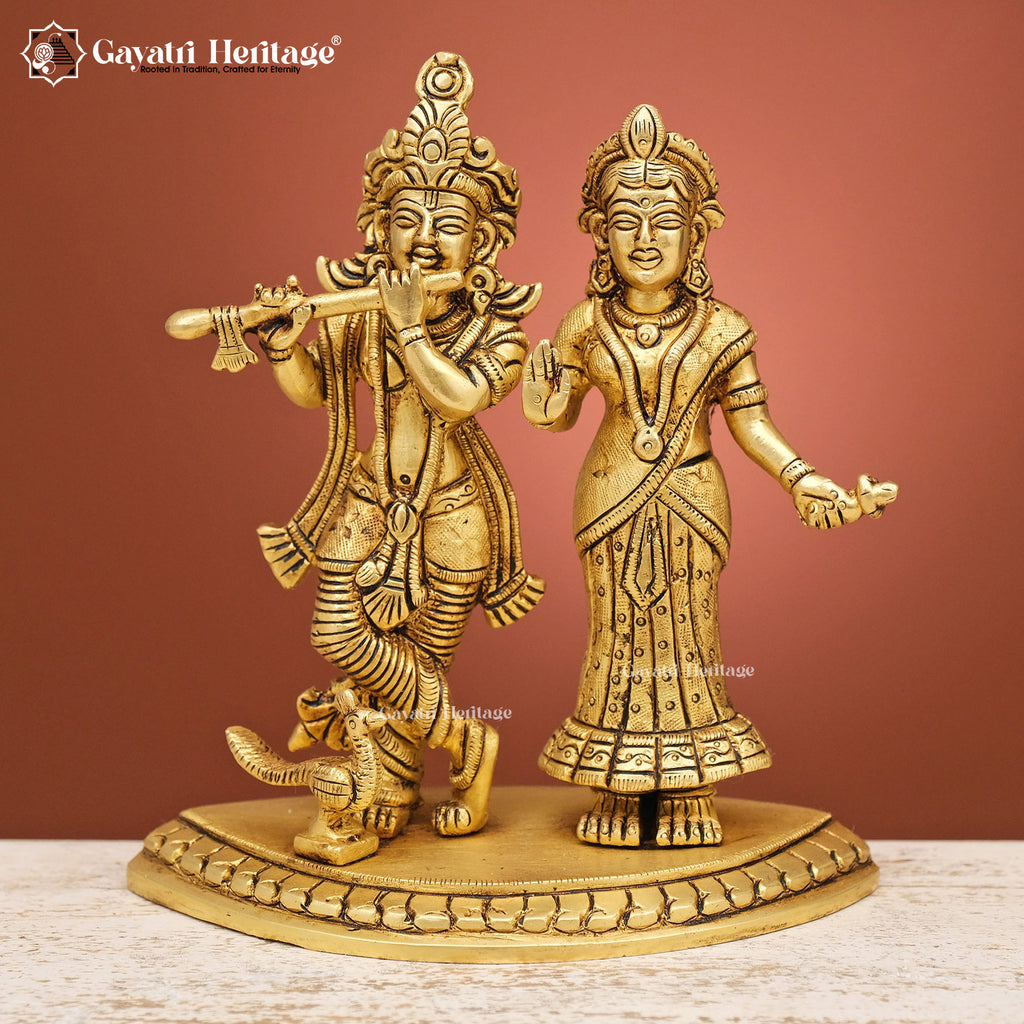 Brass Radha Krishna Statue – Divine Love & Blessings