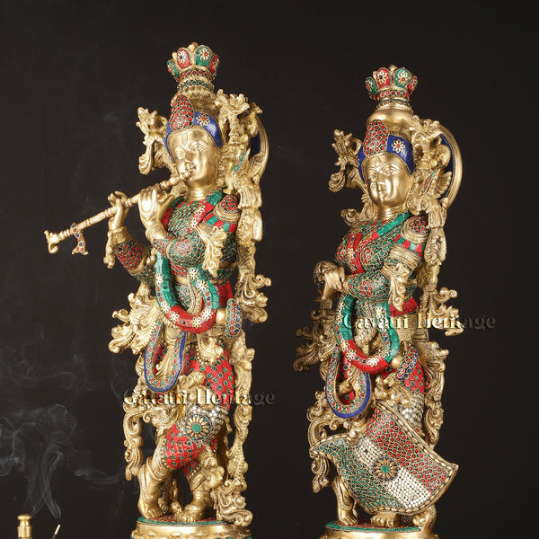 Brass Radha Krishna Idol – Timeless Devotional Art | Gayatri Heritage