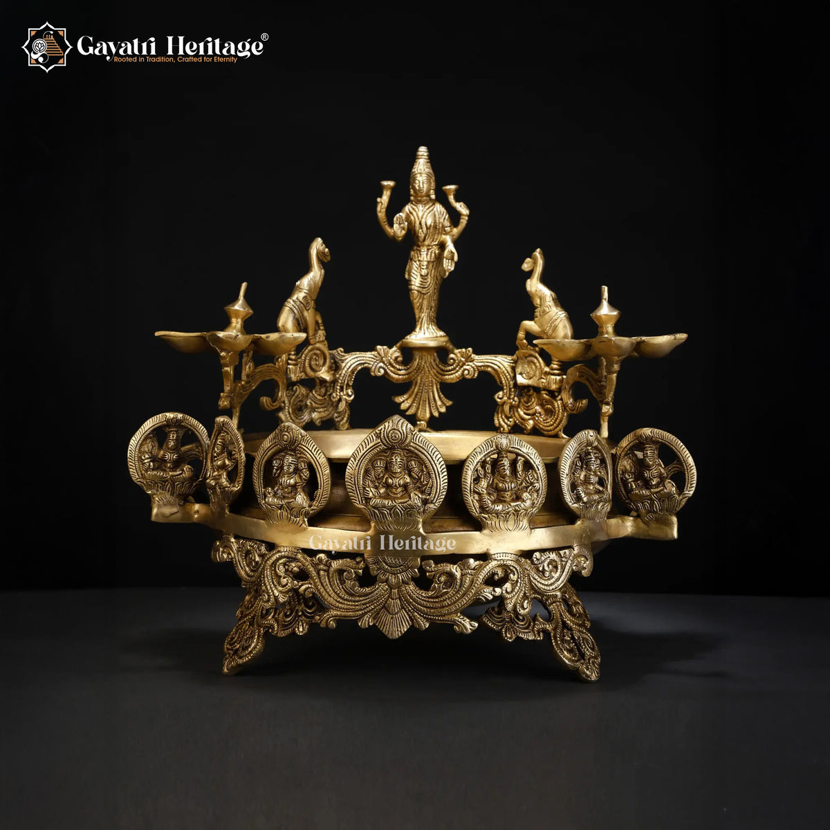 Brass Ashtalakshmi Design Urli – Auspicious Decor Bowl | Gayatri Heritage