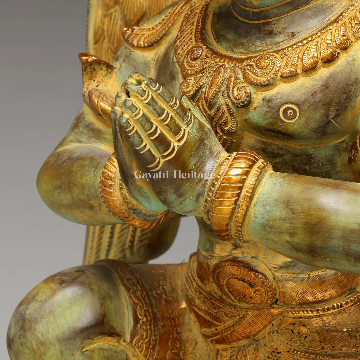 Brass Garuda in Namaskar Sitting Position – Superfine Chola Finish | Gayatri Heritage