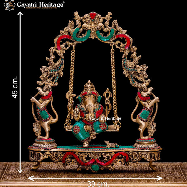 Brass Ganesh Jhula / Swing Statue – Divine Elegance and Art | Gayatri Heritage