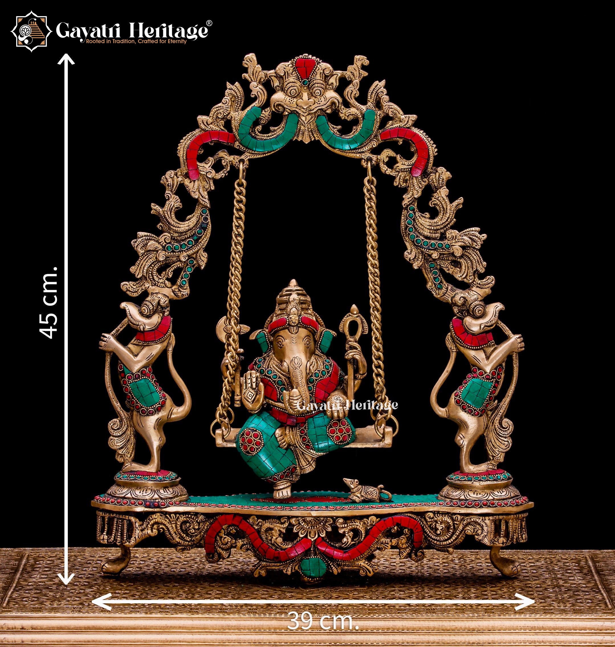 Brass Ganesh Jhula / Swing Statue – Divine Elegance and Art | Gayatri Heritage