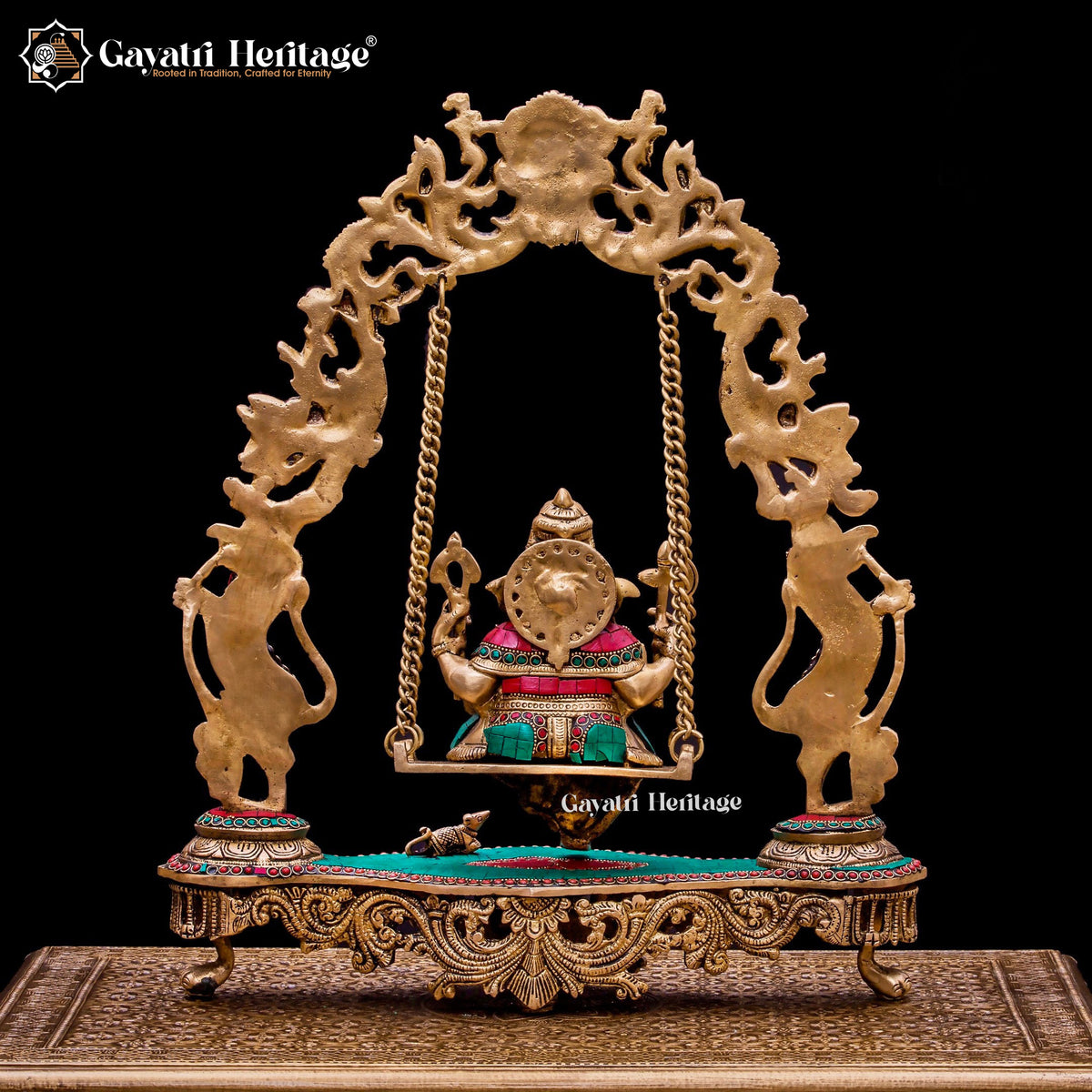 Brass Ganesh Jhula / Swing Statue – Divine Elegance and Art | Gayatri Heritage