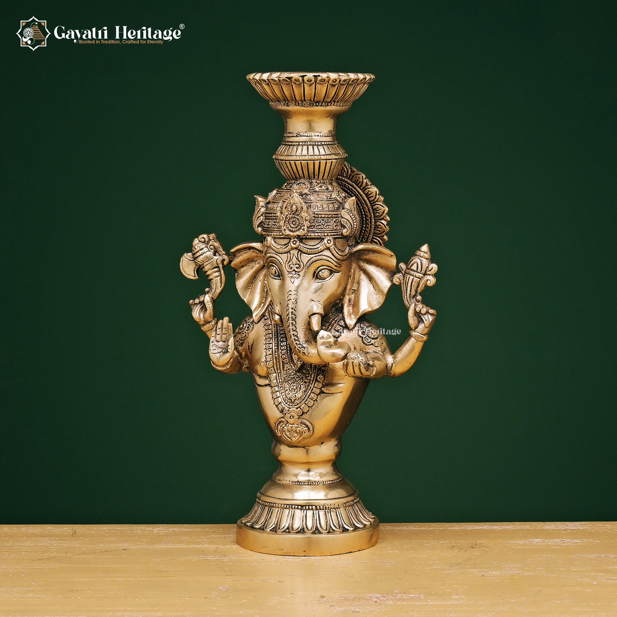 Brass Ganesh Candle Stand – Elegant Lighting Décor | Gayatri Heritage