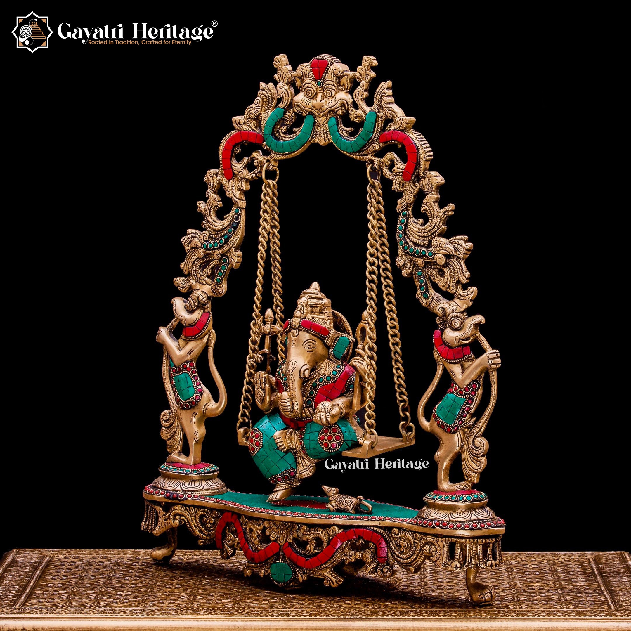 Brass Ganesh Jhula / Swing Statue – Divine Elegance and Art | Gayatri Heritage