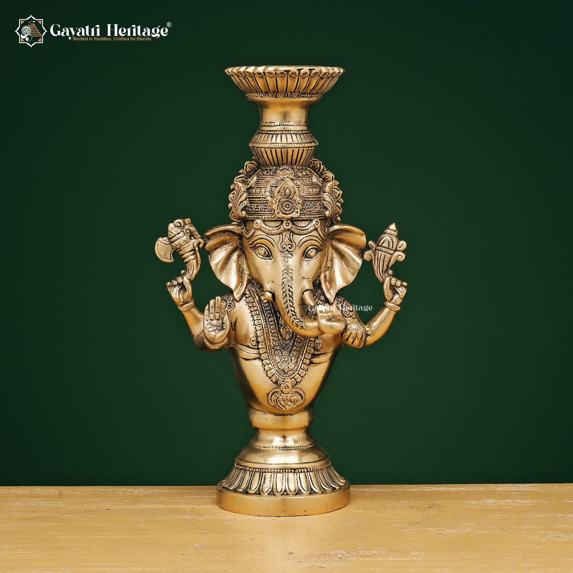 Brass Ganesh Candle Stand – Elegant Lighting Décor | Gayatri Heritage