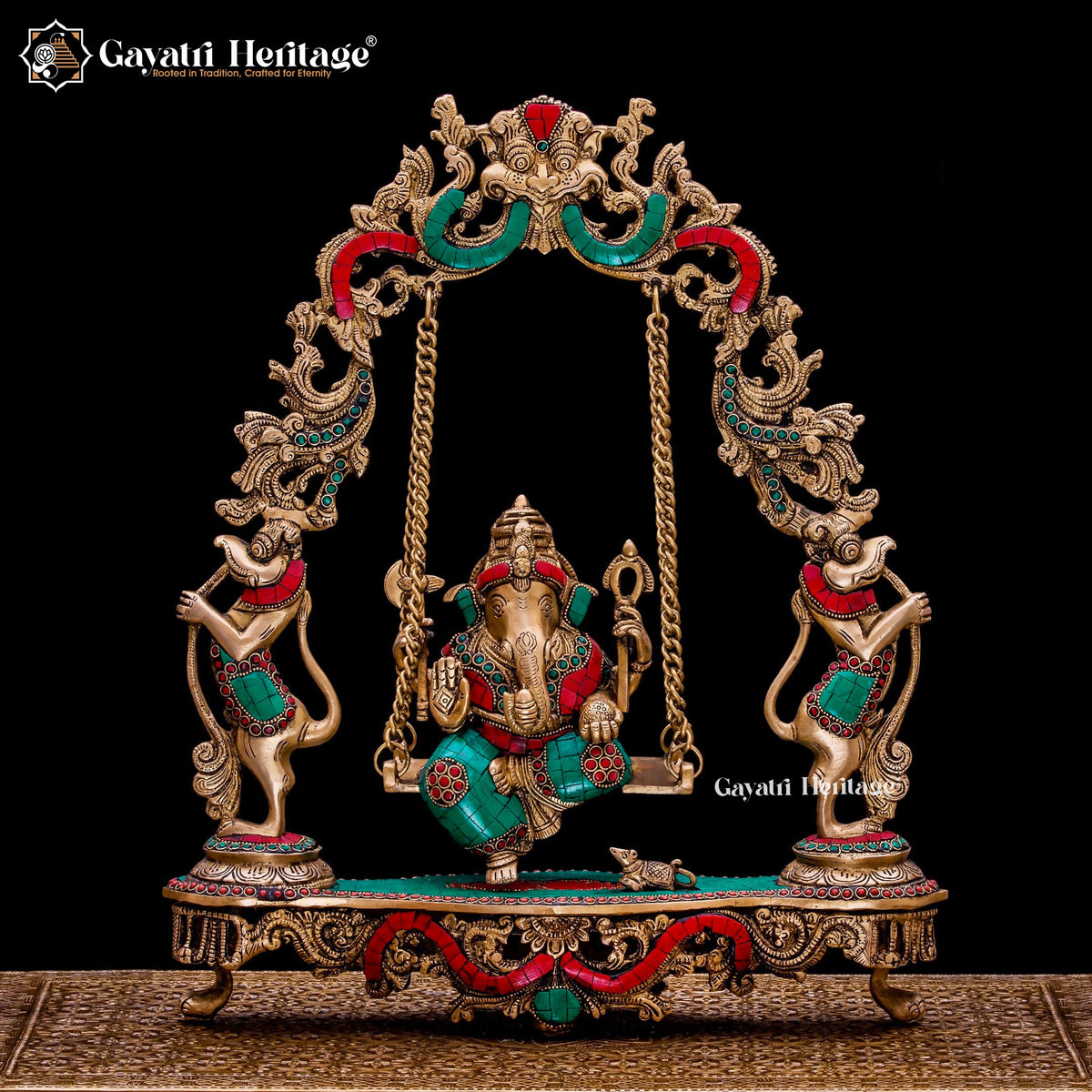 Brass Ganesh Jhula / Swing Statue – Divine Elegance and Art | Gayatri Heritage