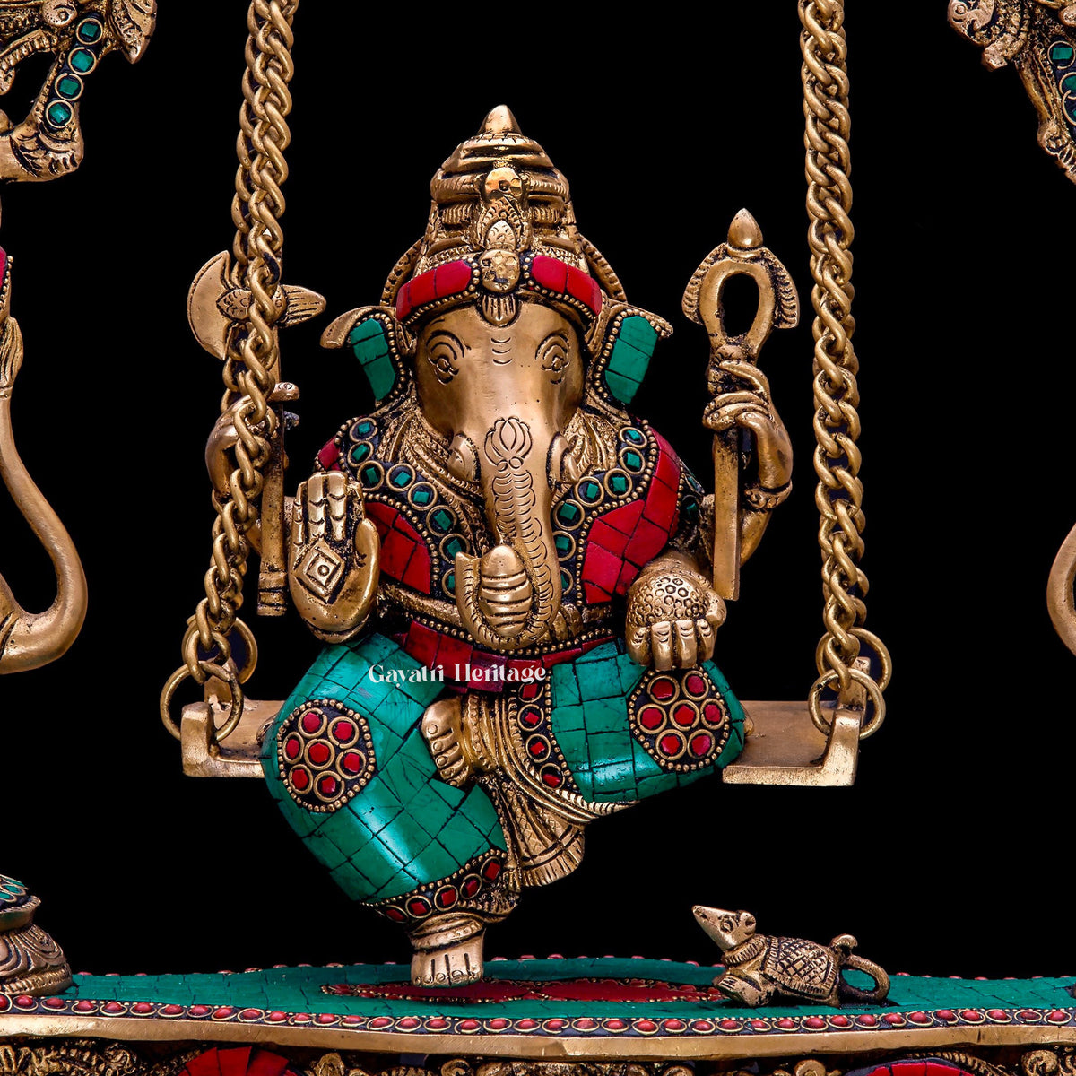 Brass Ganesh Jhula / Swing Statue – Divine Elegance and Art | Gayatri Heritage