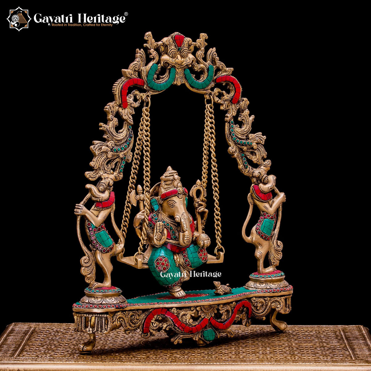 Brass Ganesh Jhula / Swing Statue – Divine Elegance and Art | Gayatri Heritage