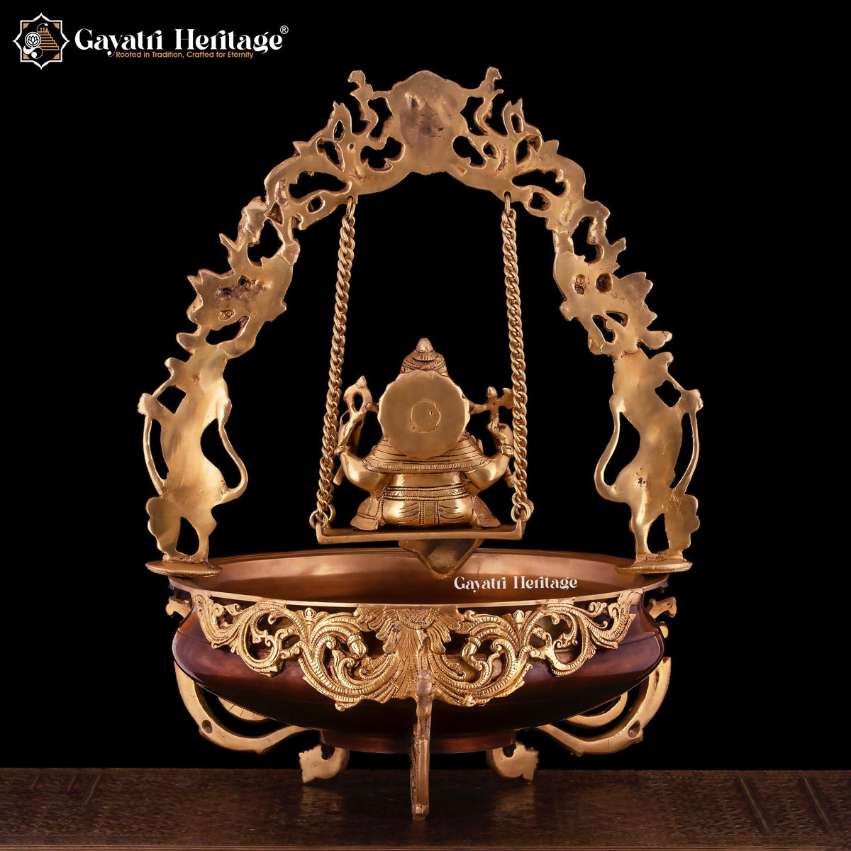 Brass Ganesh Swing Urli with Arch – Traditional Craftsmanship | Gayatri Heritage