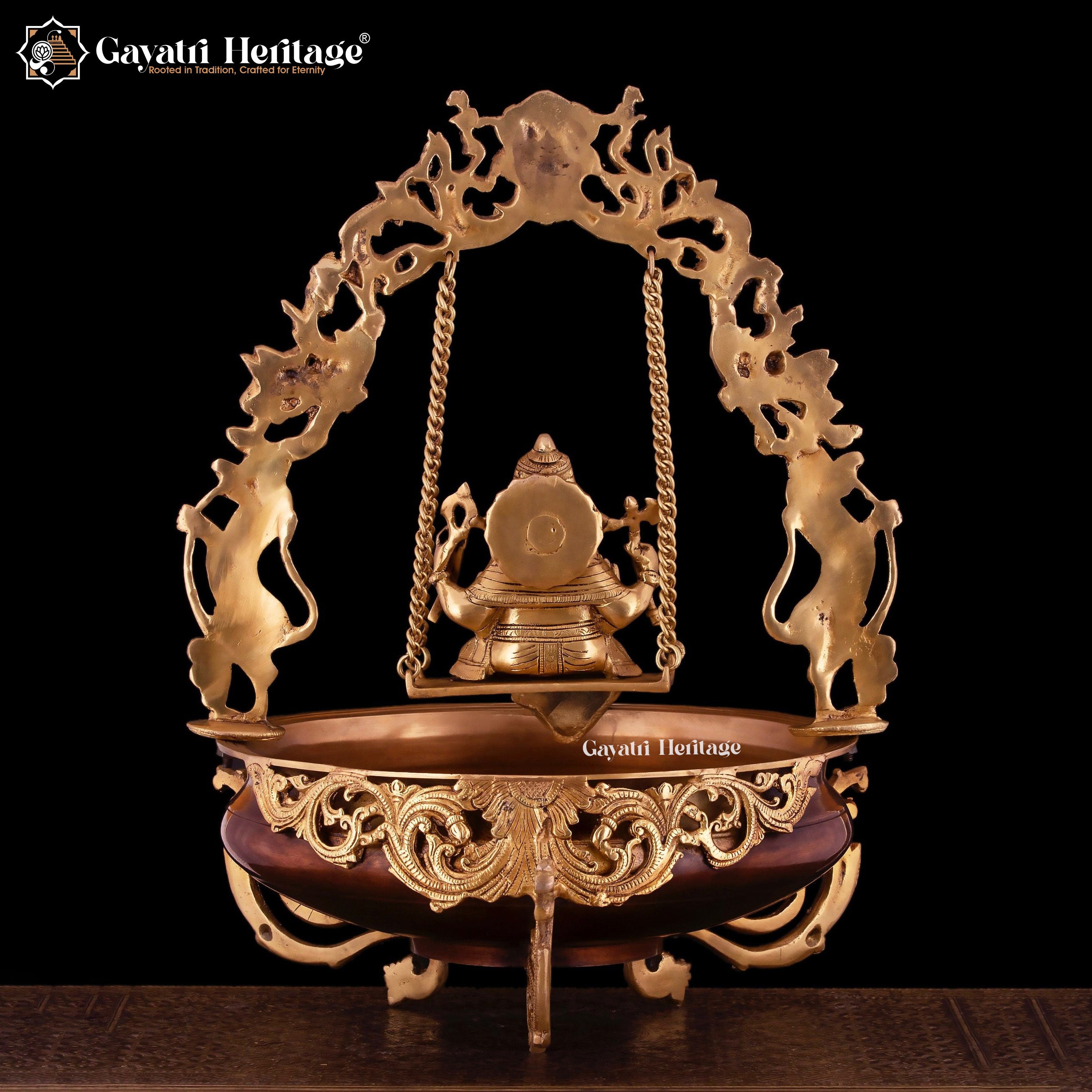 Brass Ganesh Swing Urli with Arch – Traditional Craftsmanship | Gayatri Heritage