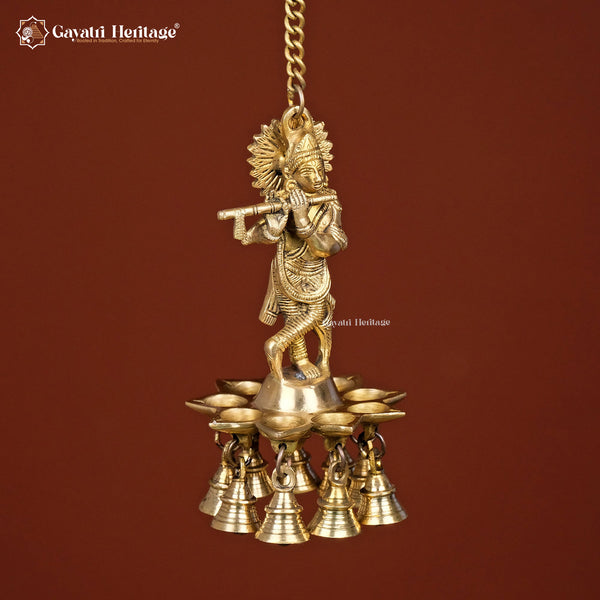 Brass Krishna Diya Wall Hanging – Divine Home Décor | Gayatri Heritage