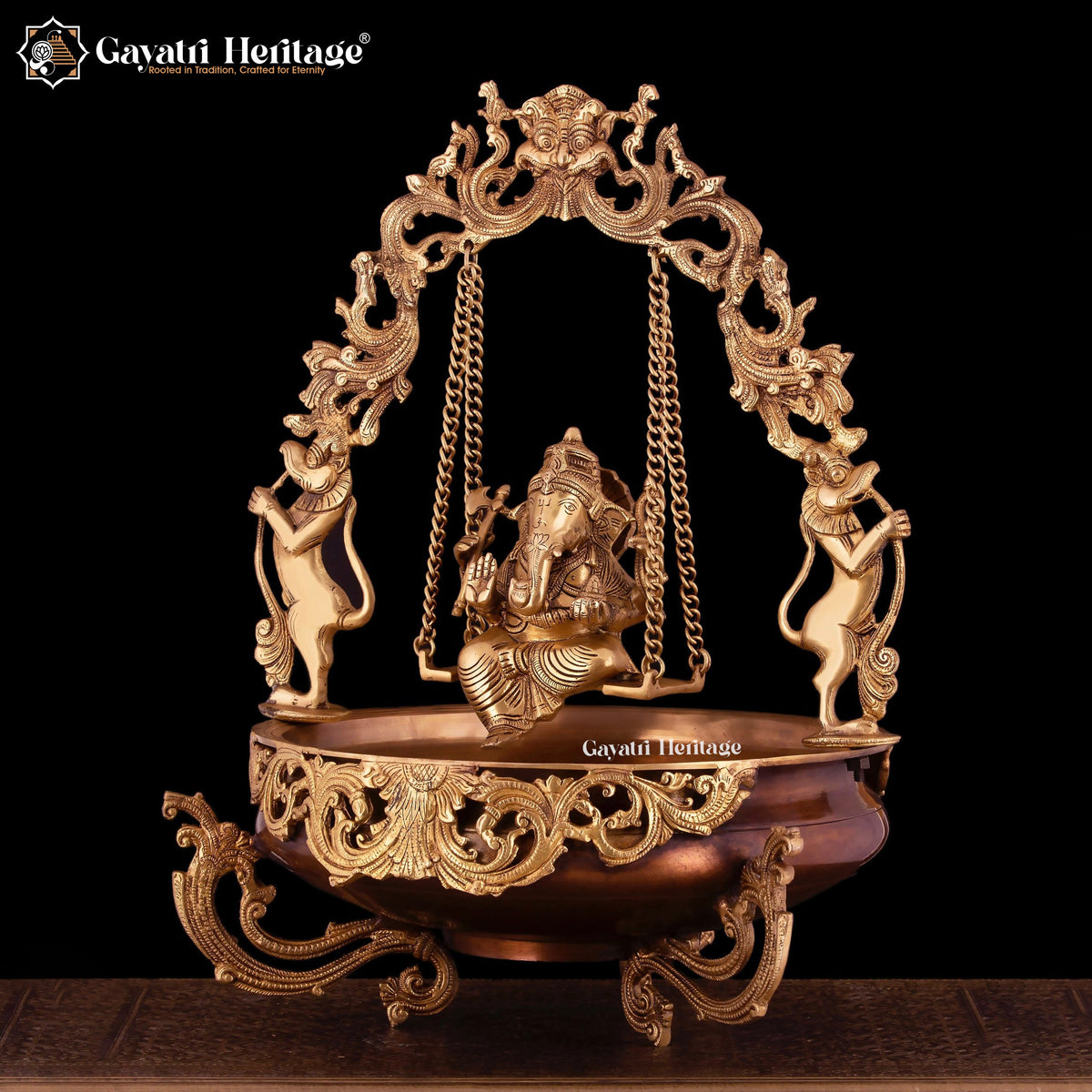 Brass Ganesh Swing Urli with Arch – Traditional Craftsmanship | Gayatri Heritage