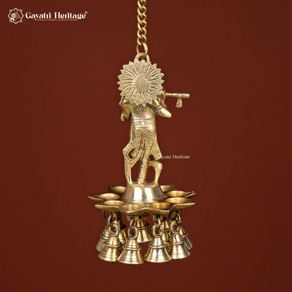 Brass Krishna Diya Wall Hanging – Divine Home Décor | Gayatri Heritage