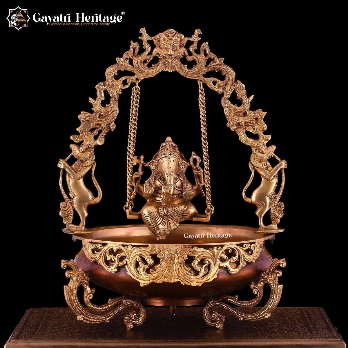 Brass Ganesh Swing Urli with Arch – Traditional Craftsmanship | Gayatri Heritage