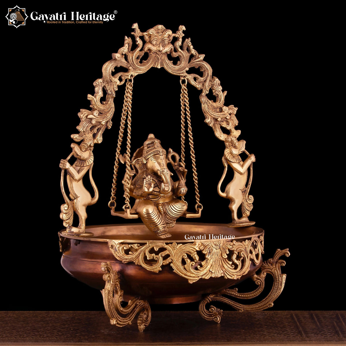 Brass Ganesh Swing Urli with Arch – Traditional Craftsmanship | Gayatri Heritage