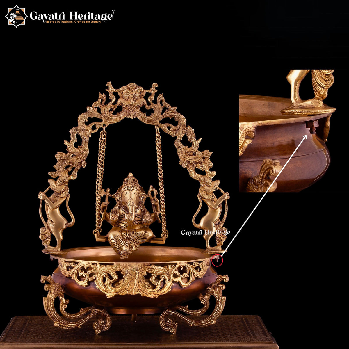 Brass Ganesh Swing Urli with Arch – Traditional Craftsmanship | Gayatri Heritage