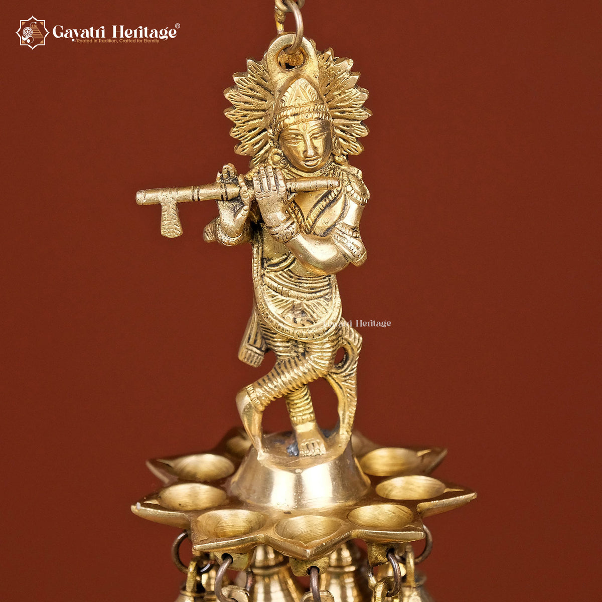 Brass Krishna Diya Wall Hanging – Divine Home Décor | Gayatri Heritage