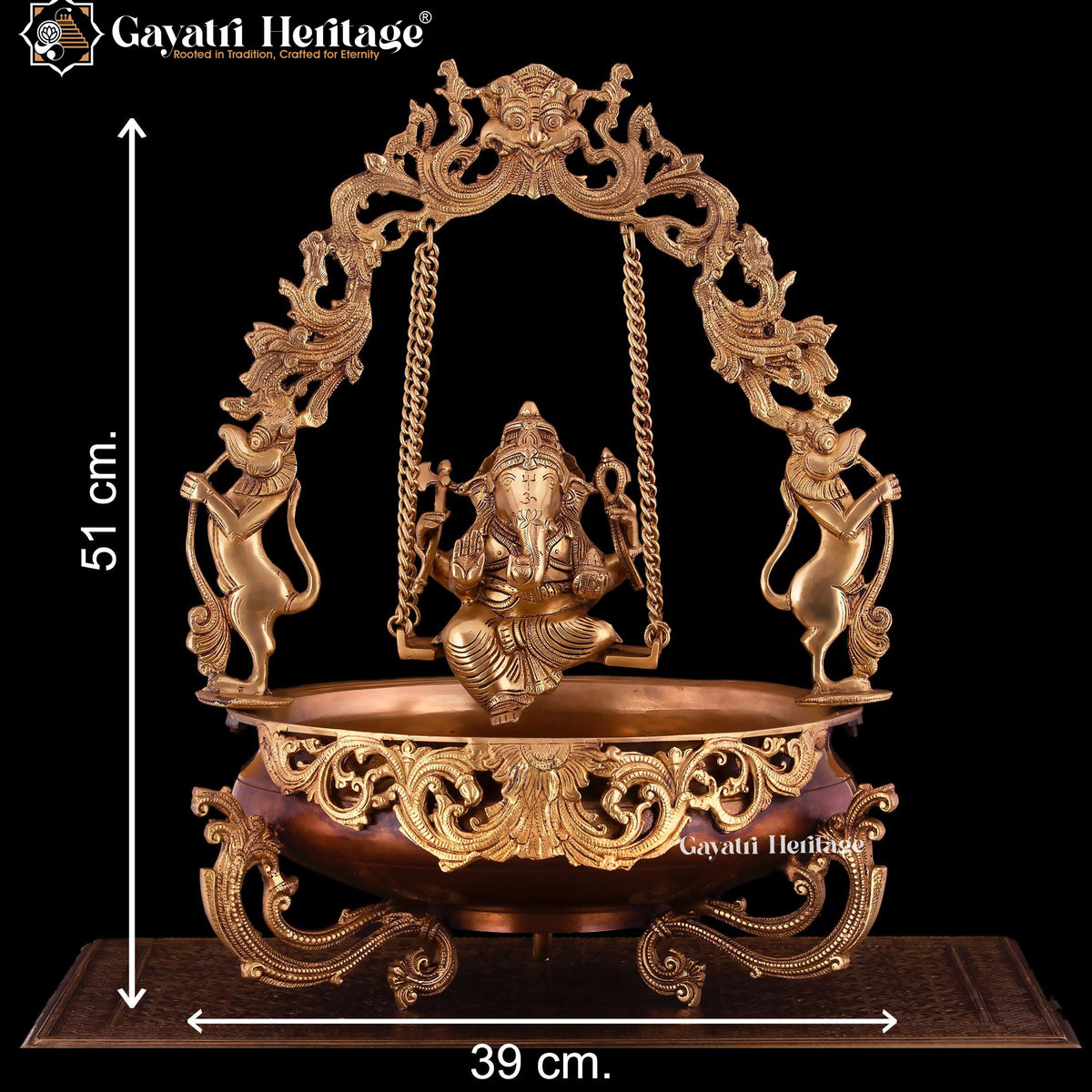 Brass Ganesh Swing Urli with Arch – Traditional Craftsmanship | Gayatri Heritage