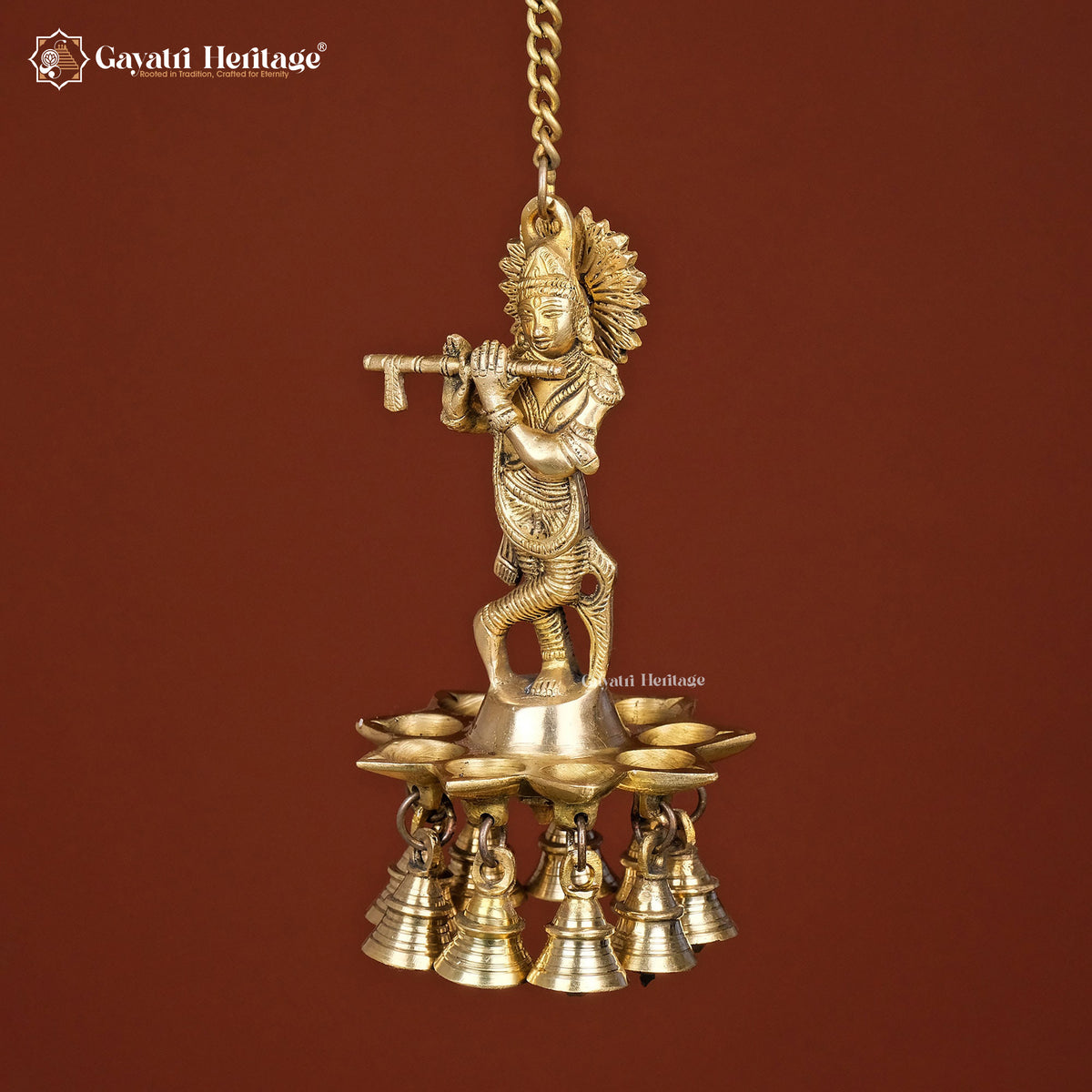 Brass Krishna Diya Wall Hanging – Divine Home Décor | Gayatri Heritage