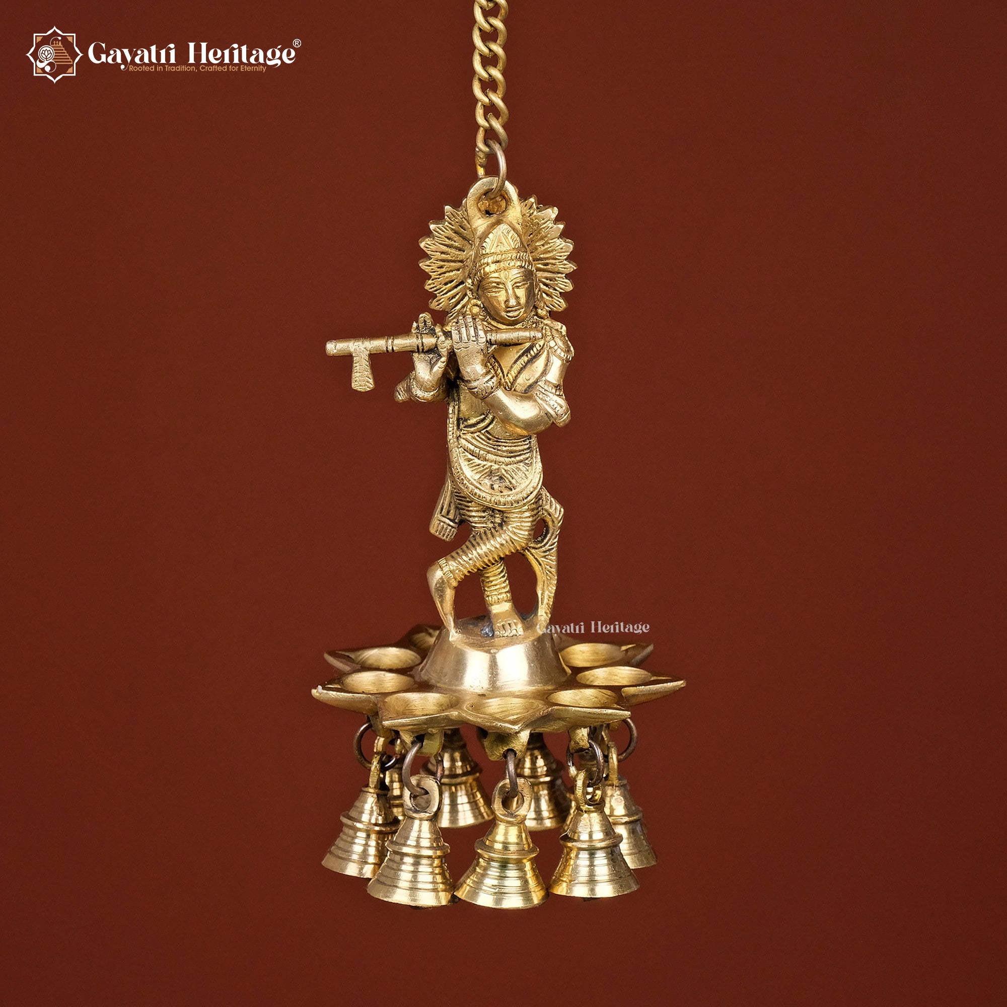 Brass Krishna Diya Wall Hanging – Divine Home Décor | Gayatri Heritage