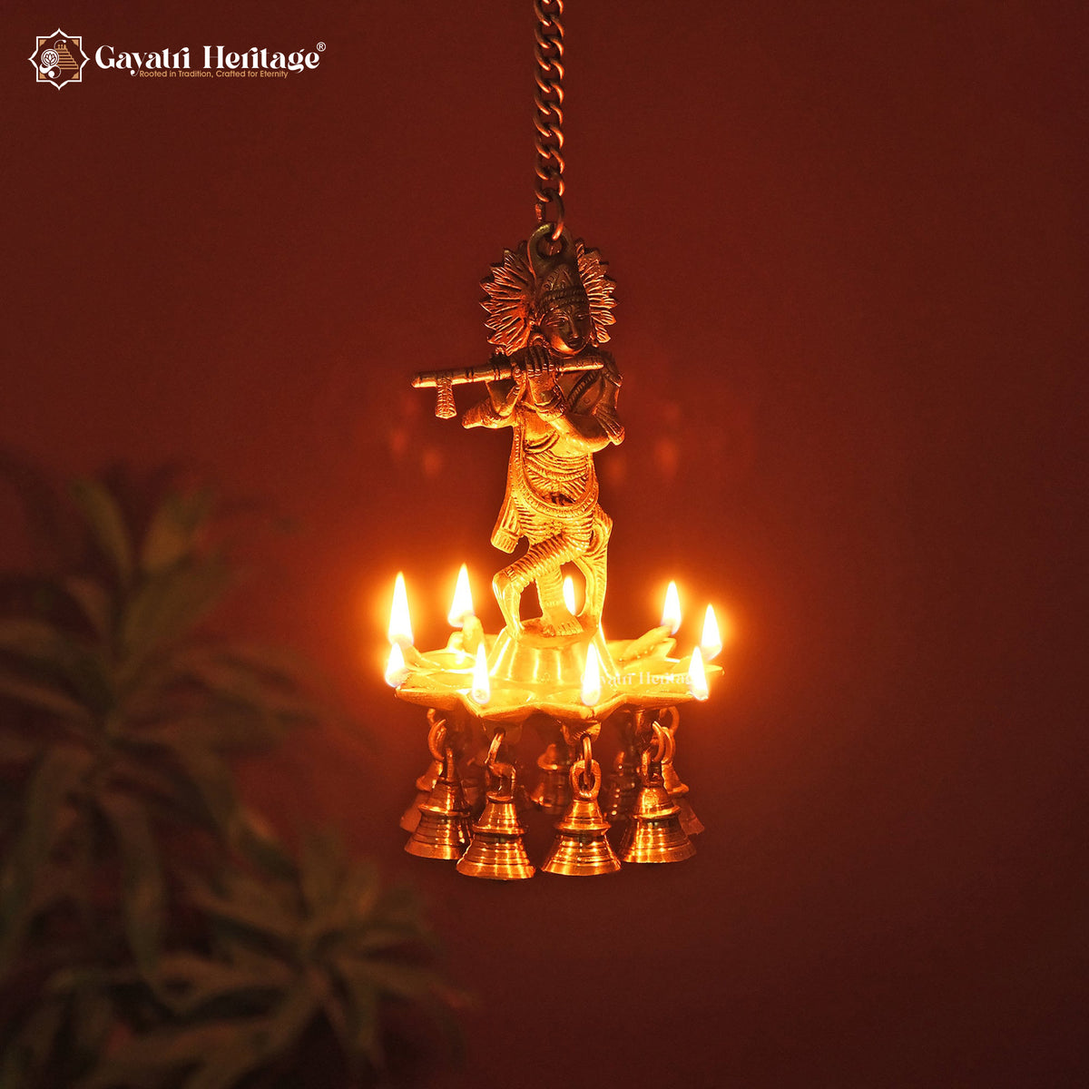 Brass Krishna Diya Wall Hanging – Divine Home Décor | Gayatri Heritage