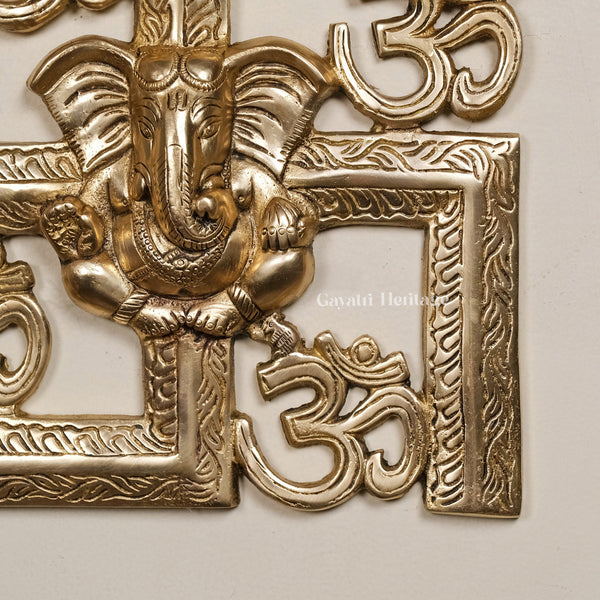 Brass Swastik Ganesh – Wall Decor Symbol of Auspiciousness | Gayatri Heritage